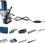 Bosch Professional Bohrmaschine GBM 50-2 (inkl. Aufsteckfräsendorn, Innensechskanntschlüssel, Reduzierhülse, Fixierstift, Sicherungsseil, Kühlmittelbehälter, Befestigungswinkel, Handwerkoffer)