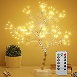 WAROUS LED Baum Lichter 108 Warmweiß LEDs Mit Blättern, Weihnachtsdeko Lichterbaum mit Fernbedienung, 8 Modi Dimmbar, Timer, USB/Batteriebetrieben,Lichterkette Innen