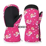 MoKo Handschuhe Kinder, Winterhandschuhe Kinder & Fäustlinge Kinder - Winddicht und Wasserdicht, Skihandschuhe Kinder für Outdoor Sports Snowboard für Jungen Mädchen von 4-5 Jahren, S, Rosarot