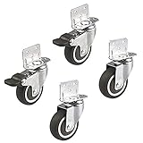 Lenkrollen, Plattenrollen, 4 Stück, Gummirollen, Hochleistungs-Heimwerkerrollen, Leise Haushaltsrollen, Bewegliche Rollen, 25/32/38/50 Mm, 38 Mm/1,5 Zoll, 2 + 2 Bremsen