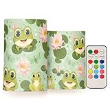 Niedliche Cartoon-Frosche, Libellen, Seerosen, LED, flammenlose Kerzen, Timer, batteriebetrieben, künstliche Kerzen für Wand, Café-Dekoration