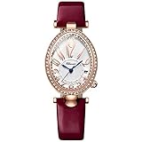 Avaner Damen Armbanduhr mit Oval Full Diamond Gehäuse Quarzuhr für Damen Große Zahl Kalender Zifferblatt gebogenes Glas Lederarmband Uhr für Frauen