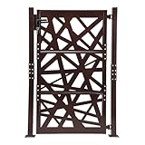 C-Juzarl Gartentür mit Schlüssel 105x150 cm Hoftor Eingangstor für Garten Terrasse Tor Zauntor Gartenpforte Gartentor aus Stahl (Braun)