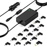 90W Universal KFZ Laptop Netzteil Ladekabel DC Adapter für HP Pavilion Acer Aspire Swift ASUS Vivobook Lenovo Ideapad Dell Sony Toshiba Samsung JBL Fujitsu Medion Tablets mit 16 Adapterstecker