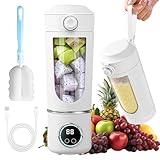 Afenau Tragbarer Mixer Smoothie Maker, 700 ml Portable Blender mit Digitalanzeige, Wiederaufladbarem Smoothie Maker To Go, Fresh Juice Mixer Flasche für Fitnessstudio, Büro, Camping, Reisen (Weiß)