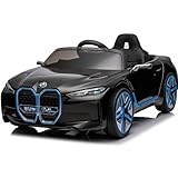 Actionbikes Motors Kinder Elektroauto BMW i4 | 2.4 Ghz Fernbedienung - 6 Volt 7 AH Batterie - 1x 25 Watt Motor - Bluetooth - Elektro Auto für Kinder ab 3 Jahre (BMW i4 Schwarz)