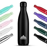 Mont-Clair l'O Trinkflasche Edelstahl - Thermosflasche - BPA-freie - Water Bottle, Edelstahl trinkflasche 500ML - 24h Kalt & 12h Warm - Trinkflasche Auslaufsicher - Schwarz