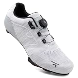 Feyenold Herren Fahrradschuhe Damen Radsport Schuhe Kompatibel mit Peloton & Kompatible Installation Look SPD SPD-SL Delta Lock Pedal Reitschuhe Grau 43 EU