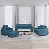 Samt Sofagarnitur 3-teilig mit Hocker, Bequemes Velours Sofa Set für Wohnzimmer, Robuste Couchgarnitur mit Polsterung, Sitzbank für gemütliches Entspannen und