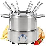 ProfiCook® Fondue elektrisch | für Öl-Fondue, Schokofondue und Käsefondue | inkl. 8 Fonduegabeln | 1,2 Liter | für bis zu 8 Personen | Fondueset Edelstahl | 800W | PC FD 1288