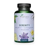 SERENITY - Stimmungsbooster Vegavero® | Ashwagandha, Johanniskraut, Safran, Hericium, L-Tryptophan + B Vitamine | Für Nerven & Psyche* | Ohne Zusatzstoffe | Deutsche Produktion | 90 Kapseln