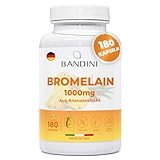 Bandini® Bromelain 10.000 (F.I.P) Hochdosiert 1000 mg je Dosis 180 Kapseln | Magensaftresistente Kapseln | Natürlicher Ananas Extrakt - Enzyme aus Ananas | Laborgeprüft, vegan, GVO-frei | 2500 GDU