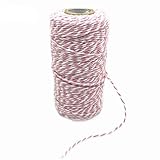 Bindfaden 1 Roll 100 Metres 1.5mm Cotton Bakers Twine String Cotton Cords Rope Home Decor DIY Craft for Apparel Sewing Fabric Colors (Color : 12 Light pink)