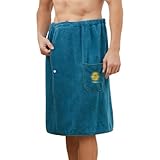IBLUELOVER Saunakilt Herren Saunahandtuch mit Klettverschluss Saunasarong Weiches Badetuch Handtuch Männer Frottee Kilt verstellbar schnelltrocknend Strandtuch