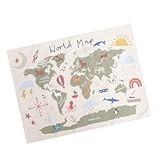 ELAYARD Nordischer Map Wandteppich Kinderzimmer Wanddeko Weltkarte Poster Motiv Fotohintergrund Jungen Mädchen Zimmer Dekoration Kreative Weltkarte Muster