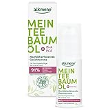 alkmene Mein Teebaumöl Gesichtscreme 50 ml Pickel Reduktion 91% bestätigt - Naturreines Teebaumöl, vegan & klimaneutral - 24h Feuchtigkeitspflege für unreine Haut - Teebaumöl Creme für Pickel