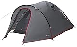 High Peak Kuppelzelt Nevada 3, Campingzelt mit Vorbau, Iglu-Zelt für 3 Personen, doppelwandig, wasserdicht, Ventilationssystem, Wetterschutz-Eingang, Moskitoschutz, dunkelgrau/rot