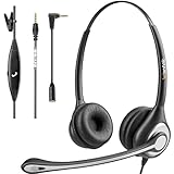 Headset Handy mit Mikrofon Noise Cancelling & Lautstärkeregler, PC Kopfhörer 3,5mm Klinke für iPhone Samsung Computer Business Skype SoftPhone Call Center Office, Klar Chat, Ultra Komfort