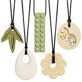 CLDY Kaukette für Kinder, 5er-Pack sensorische Kauketten, Autismus-Spielzeug für Jungen und Mädchen, Beißring aus Silikon BPA-frei, perfekt für Kinder mit ADHS, Beißende, Fingernägel Kauen