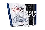 GLASSIQUE CADEAU Kristall Sambuca, Schnapps, Likör Gläser | 4er Set | Kleines 90 ml Sambucagläser für Aperitif, Digestif Spirituosen, Kirschwasser | Schnapsgläser mit Langem Stiel