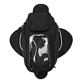 Motorrad Tankrucksack Oxford Satteltasche Wasserdicht Motorrad Tasche mit größerem Fenster Tankrucksack Handy Motorrad Universal Satteltasche Travel Tool Schwarz