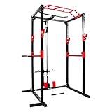 Ultrasport Unisex-Erwachsene Power Fitness Multifunktionales Rack für effektives Ganzkörpertraining, Massive Stahlkonstruktion, Schwarz/Rot, Extra breit
