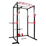 Ultrasport Power Rack, Eignung, multifunktionales Zahnstange für effektives Ganzkörpertraining, massiv Stahlkonstruktion, Perfekt für Anfänger und Profis, Homegym, Eignungturm, Schwarz/Rot