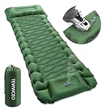 TEWWCEO Isomatte Selbstaufblasend Camping, Outdoor Aufblasbare Luftmatratze Isomatte Ultraleicht Wasserdicht, Camping Matratze mit Fußpresse Pumpe und Kissen für Outdoor, Grün