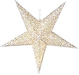Spetebo Papierstern Gold 60 cm - 10 LED/Timer - Weihnachtsstern zum hängen Leuchtstern