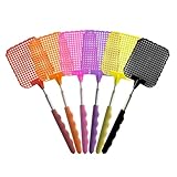 Fliegenklatsche, 6 Stück Bunt Fliegenklatsche Ausziehbar, Fliegenklatsche Stabil,Manual Extendable Fly Catcher für Fliegen und Insekten Abzuwehren?Rot/Orange/Gelb/Rosa/Lila/Schwarz?