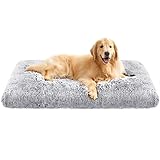 Feandrea Hundebett, Hundekissen, Flauschige Hundematte, Langer Plüsch, 122 x 74 cm, weiche Polsterung, waschbar, multifunktional, Ombré-Grau PGW204G01