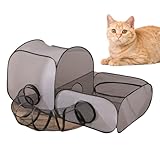 Onlynery Katzen Freigehege | Tragefähiges Katzengehege Mit Umrandungstunnel - Atmungsaktives Netzgehege mit Tunnel für Hunde Kleintiere