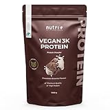Nutri + Vegan Protein Pulver Chocolate Brownie 1000 g - Pflanzliches Proteinpulver Schokolade 1 kg für unverschämt leckere Schoko Eiweiß Shakes
