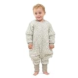 Baby Schlafsack mit Beinen Warm gefüttert winter kinder schlafsack abnehmbaren Ärmeln，Junge Mädchen Unisex Schlafanzug (Leaf,18-36 Monate(baby height 85-95cm))
