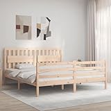 LAPOOH Massivholzbett mit Kopfteil, Bettgestell, Jugendbett, Schlafzimmer Bett, Bed Fram - 3194326