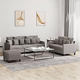 YUOTYRKTEJRSG 3 Piece Sofa Set with Cushions Taupe Fabric Living Room Furniture. Comfortable 2+3 Seater Couch with Ottoman. Durable Polyester Upholstery for Modern Home Decor