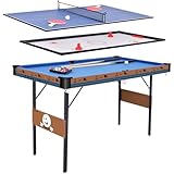 OYE 55Inch 3 in 1 Combo Spieltisch, Faltbarer Billardtisch/Billardtisch, Hockeytisch, Tischtennistisch mit allem Zubehör