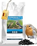 Futterbauer 25 kg Schwarze Sonnenblumenkerne im Papiersack für Vögel, 100% Natur, Hochwertige Energiequelle für Wildvögel, Hoher Fett- & Vitamin-E-Gehalt, Gereinigt & Getrocknet mit Schale, Ernte 2024