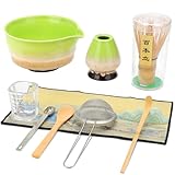 Matcha-Tee-Set GIOVARA 10-teiliges Japanisches Tee-Set mit Matcha Besen, Ensemble de Fouet à Matcha, Matcha Löffel, Matcha Besenhalter, Sieb, Schaufel, Messzylinder mit Skala, Natürliche Materialien