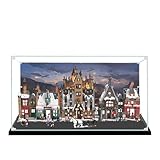 Acryl-Vitrine für Lego 76300 Arkham Asylum Bauset, staubdichte Displaybox, transparente Box, Displaybox kompatibel mit Lego 76300 (nur Hülle, kein Modell) (Hintergrund, 3 mm, schwarzer Sockel)