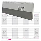 Tischkalender 2026 Tisch-Querkalender Schreibtischkalender Wochenansicht 1 Woche auf 2 Seiten 29 x 11 cm aufgeklappt knapp A4 Querformat