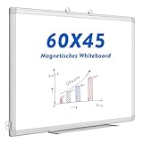 Maxtek Magnetisches Whiteboard 60 x 45cm, Magnettafel Pinnwand Magnetisch mit Aluminiumrahmen, Beschreibbares und Löschbares Magnettafeln, Einfach zu Montieren