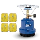 Z.M.C 2-in-1 Campingkocher + 4 Gaskartuschen 190g, tragbarer Gaskocher für Camping 1110 W, Kohleanzünder Outdoor, Kartuschenkocher für Stechkartusche