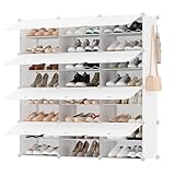 SONGMICS Schuhregal, Schuhschrank, für Garderobe und Eingangsbereich, anpassbar, 12 Fächer, für bis zu 48 Paar Schuhe, wolkenweiß LPC040W02