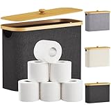 Lifewit 23L Toilettenpapier Aufbewahrungskorb, Bambus Badezimmer Organizer, Badezimmer Aufbewahrungsschrank, Toilet Paper Behälter mit Deckel, 41.5 x 17 x 31 cm, Schwarz