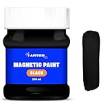 7 Artists Magnetische Tafelfarbe Schwarz 230 ml Magnetfarbe Extra Stark auf Wasserbasis | Schwarze Tafelfarbe für Wand Holz Metall Glas | Magnetische Farbe für Kreideschreiben und Zeichnen