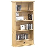 Somanki CD-Schrank Corona 52x17,5x103 cm Massivholz Kiefer, CD Regal, CD Ständer, DVD Regal, CD Rack, Regalständer, Regal Ständer - 4002781