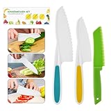 Kindermesser 3-teiliges Kinder Küchenmesser-Set zum Schneiden Kochen von Obst oder Gemüse, Sicherheit Kochmesser Perfekte Geschenke für Kinder Messer ab 3 jahre