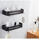 ANNBKA Duschregal, Eckregal, Wandmontage, schwarzes Aluminium, Seifenschale, Badewanne, Duschregal, Bad-Shampoo-Halter, Korb-Halter, Dusch-Caddy (Farbe: Stil 4, zweistöckig)