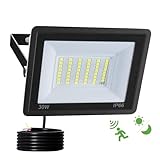 JBdusn 30W LED Strahler mit Bewegungsmelder Aussen, 6500K Außenstrahler Scheinwerfer Fluter, IP66 Wasserdicht Aussenlampe Wand,Nachtlicht mit bewegungsmelder für Garage,Keller,Treppe